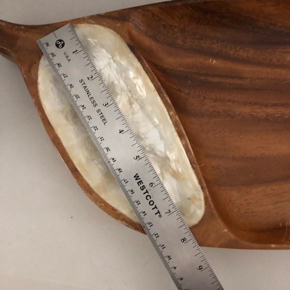 Vintage MonkeyPod Wood Tray Shell Inlay - Picture 6 of 7